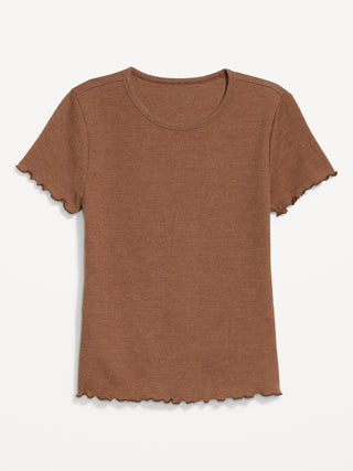 Fitted Waffle-Knit Cropped T-Shirt.