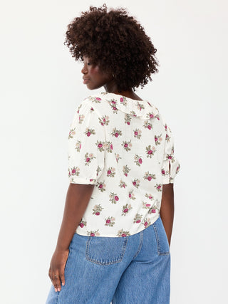 Ruffle Collar Tie-Front Top.