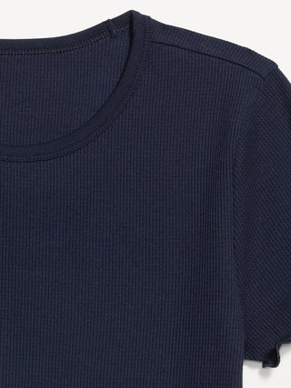 Fitted Waffle-Knit Cropped T-Shirt.