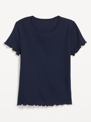 Fitted Waffle-Knit Cropped T-Shirt.