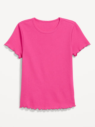 Fitted Waffle-Knit Cropped T-Shirt.