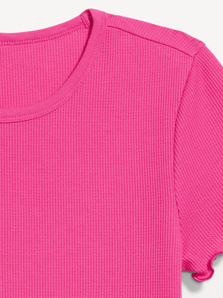 Fitted Waffle-Knit Cropped T-Shirt.