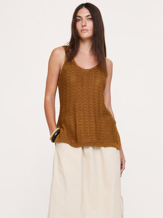 Túnica estilo suéter con cuello redondo de algodón costero.