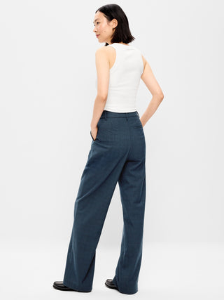 Pantalón Ancho Talle Alto Detalle Pliegues