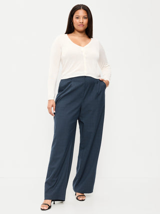 Pantalón Ancho Talle Alto Detalle Pliegues