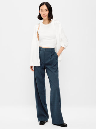 Pantalón Ancho Talle Alto Detalle Pliegues