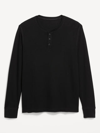Camiseta henley de manga larga de waffle.