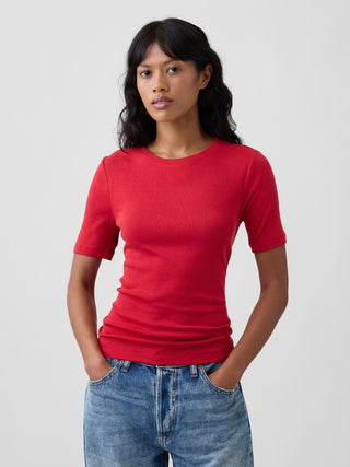Modern Ribbed Crewneck T-Shirt.