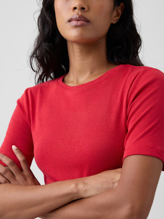 Modern Ribbed Crewneck T-Shirt.