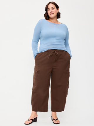 Mid-Rise Barrel-Leg Utility Pants.