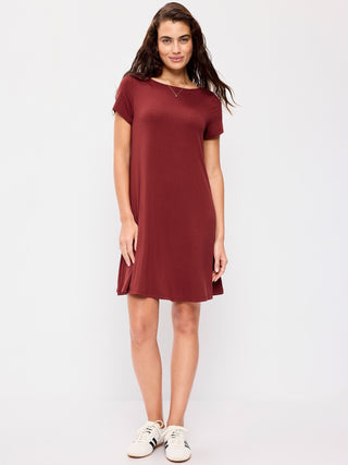 Short-Sleeve Mini Swing Dress.