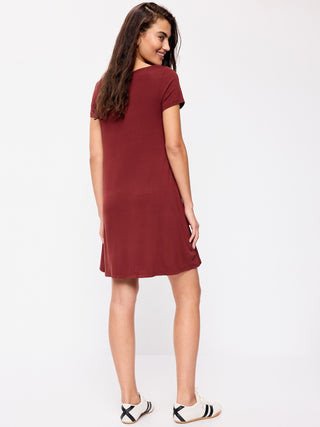 Short-Sleeve Mini Swing Dress.