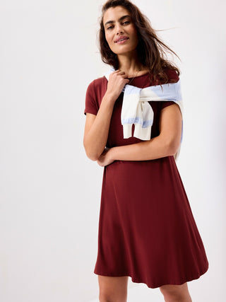 Short-Sleeve Mini Swing Dress.