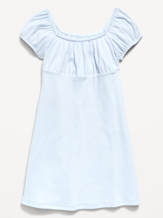 Vestido de canalé entallado y con vuelo para niñas.