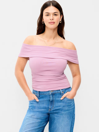 Off-The-Shoulder Fitted Top.