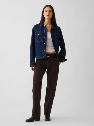 Jeans Rectos Talle Medio con Bolsillos.