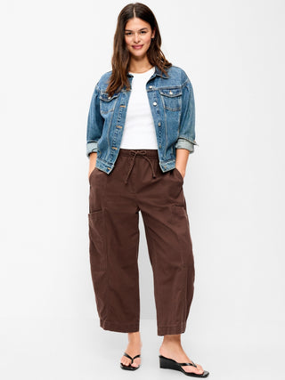 Mid-Rise Barrel-Leg Utility Pants.