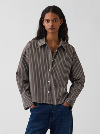 Organic Cotton Poplin Oversized Crop Shirt.