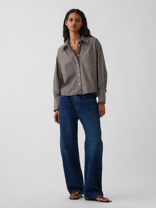 Organic Cotton Poplin Oversized Crop Shirt.