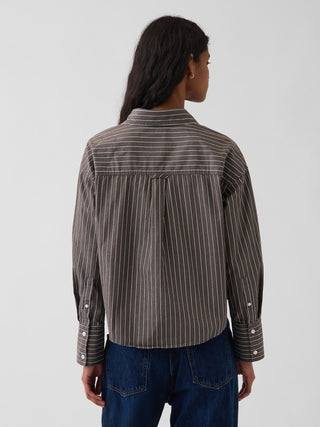 Organic Cotton Poplin Oversized Crop Shirt.