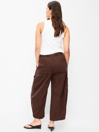 Mid-Rise Barrel-Leg Utility Pants.