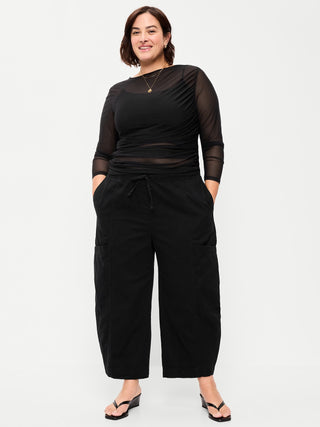 Mid-Rise Barrel-Leg Utility Pants.