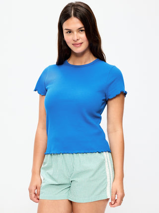 Camiseta Cuello Redondo con Borde Ondulado