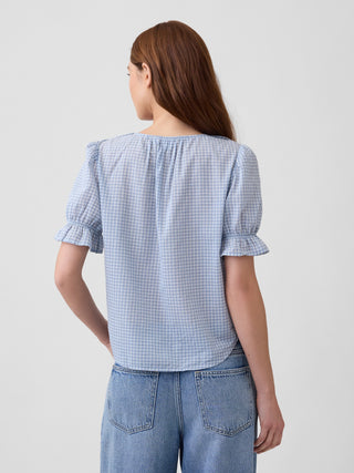 Relaxed V-Neck Ruffle Top.