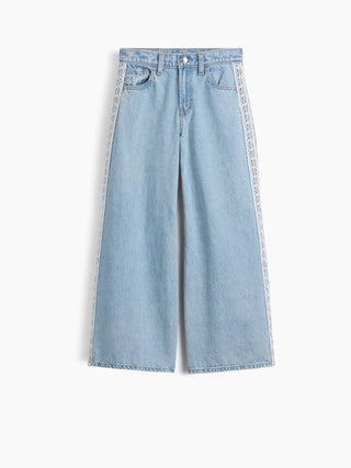 Kids Low Rise Lace-Trim Baggy Jeans.