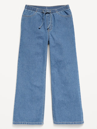 Pull-On Super Baggy Wide-Leg Denim Jeans for Girls.