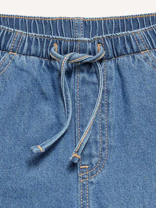 Pull-On Super Baggy Wide-Leg Denim Jeans for Girls.