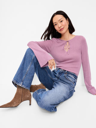 Bell-Sleeve Keyhole Top.