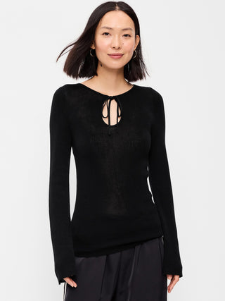 Bell-Sleeve Keyhole Top.
