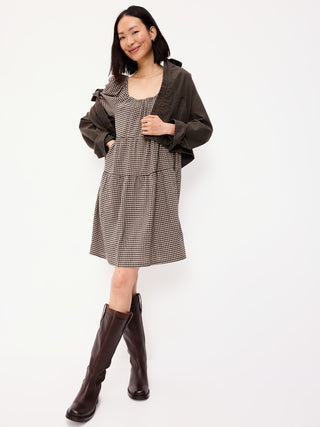 Puff-Sleeve Smocked Mini Swing Dress.