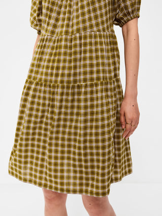 Puff-Sleeve Smocked Mini Swing Dress.