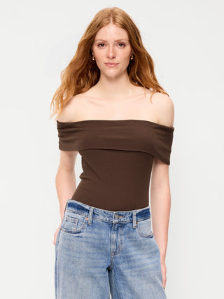 Off-The-Shoulder Fitted Top.
