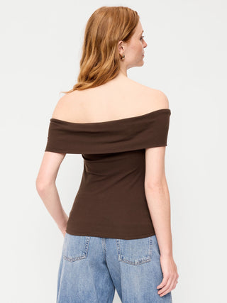 Off-The-Shoulder Fitted Top.