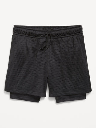 Shorts de rendimiento de malla 2 en 1 para niños.