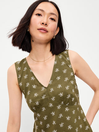 Sleeveless V-Neck Tie-Back Top.
