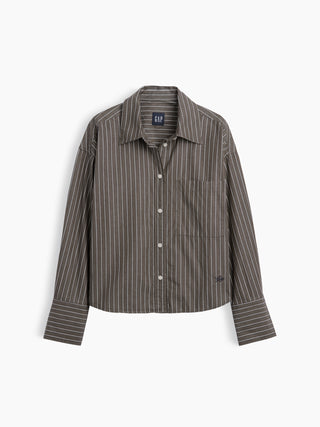 Organic Cotton Poplin Oversized Crop Shirt.
