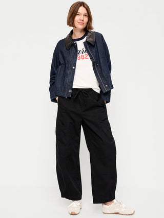 Mid-Rise Barrel-Leg Utility Pants.