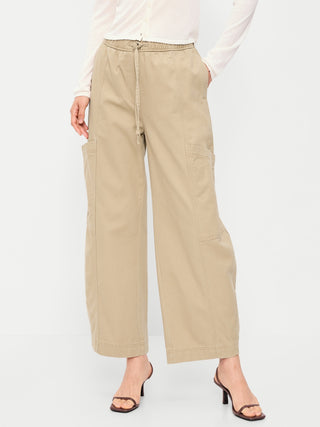 Mid-Rise Barrel-Leg Utility Pants.