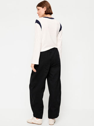 Mid-Rise Barrel-Leg Utility Pants.