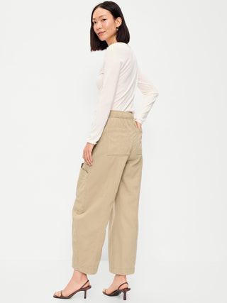 Mid-Rise Barrel-Leg Utility Pants.