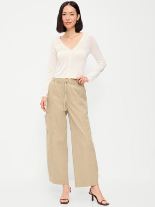 Mid-Rise Barrel-Leg Utility Pants.