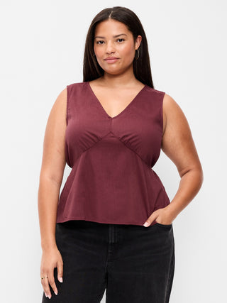 Sleeveless V-Neck Tie-Back Top.