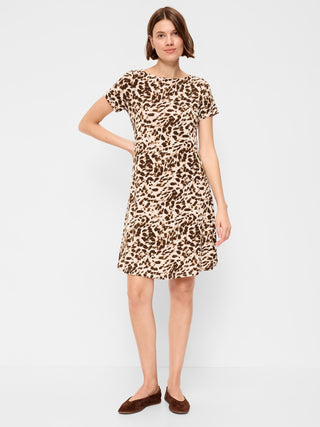 Short-Sleeve Mini Swing Dress.
