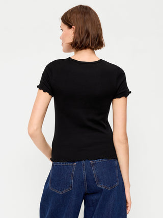 Fitted Waffle-Knit Cropped T-Shirt.