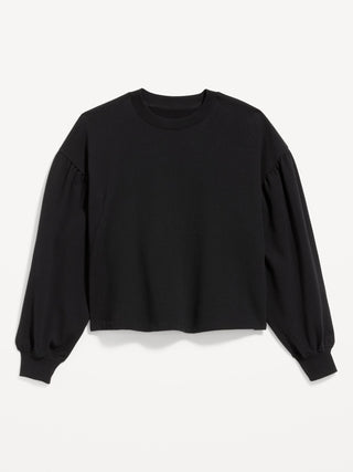 SoComfy Oversized Puff-Sleeve Cropped Sweatshirt.
