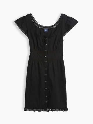 Scoop Neck Lace-Trim Mini Dress.